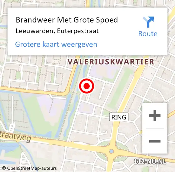 Locatie op kaart van de 112 melding: Brandweer Met Grote Spoed Naar Leeuwarden, Euterpestraat op 26 december 2022 06:00