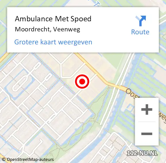 Locatie op kaart van de 112 melding: Ambulance Met Spoed Naar Moordrecht, Veenweg op 26 december 2022 06:25