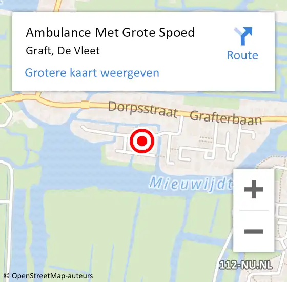 Locatie op kaart van de 112 melding: Ambulance Met Grote Spoed Naar Graft, De Vleet op 26 december 2022 06:48