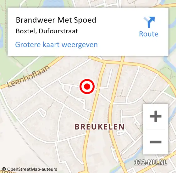 Locatie op kaart van de 112 melding: Brandweer Met Spoed Naar Boxtel, Dufourstraat op 26 december 2022 06:57