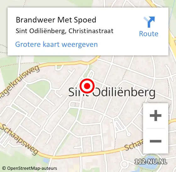 Locatie op kaart van de 112 melding: Brandweer Met Spoed Naar Sint Odiliënberg, Christinastraat op 26 december 2022 07:42