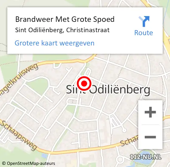 Locatie op kaart van de 112 melding: Brandweer Met Grote Spoed Naar Sint Odiliënberg, Christinastraat op 26 december 2022 07:42