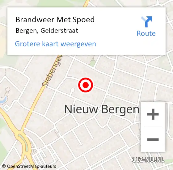 Locatie op kaart van de 112 melding: Brandweer Met Spoed Naar Bergen, Gelderstraat op 26 december 2022 08:18