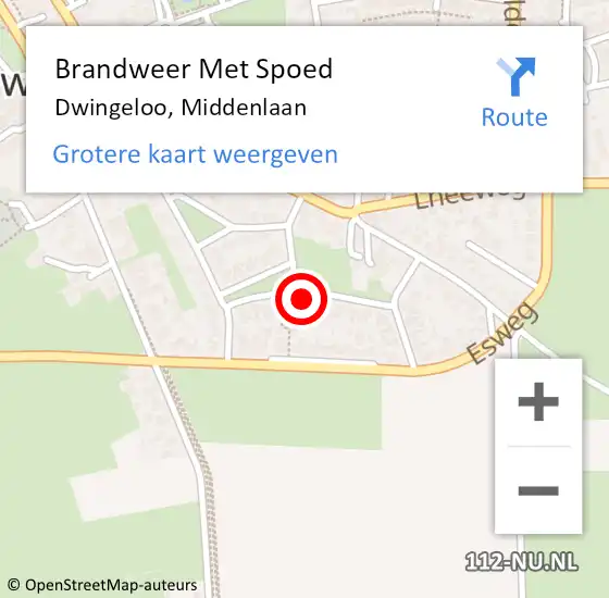 Locatie op kaart van de 112 melding: Brandweer Met Spoed Naar Dwingeloo, Middenlaan op 26 december 2022 08:23