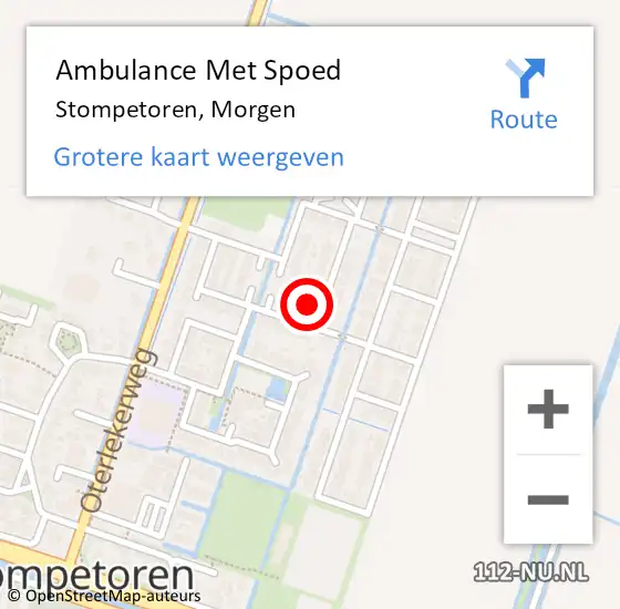 Locatie op kaart van de 112 melding: Ambulance Met Spoed Naar Stompetoren, Morgen op 26 december 2022 08:57