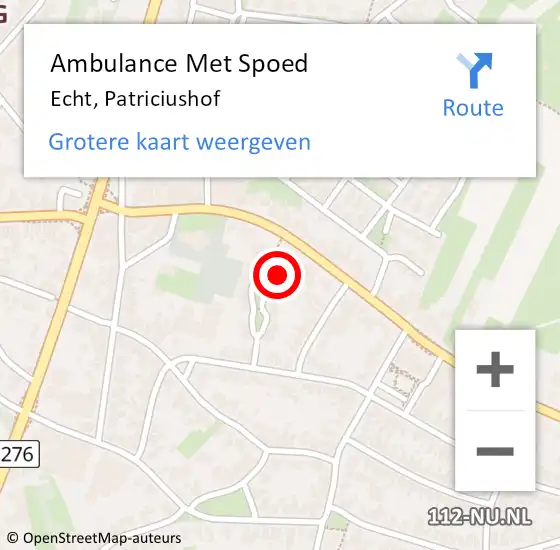 Locatie op kaart van de 112 melding: Ambulance Met Spoed Naar Echt, Patriciushof op 26 december 2022 09:07