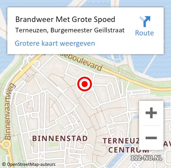 Locatie op kaart van de 112 melding: Brandweer Met Grote Spoed Naar Terneuzen, Burgemeester Geillstraat op 26 december 2022 09:20