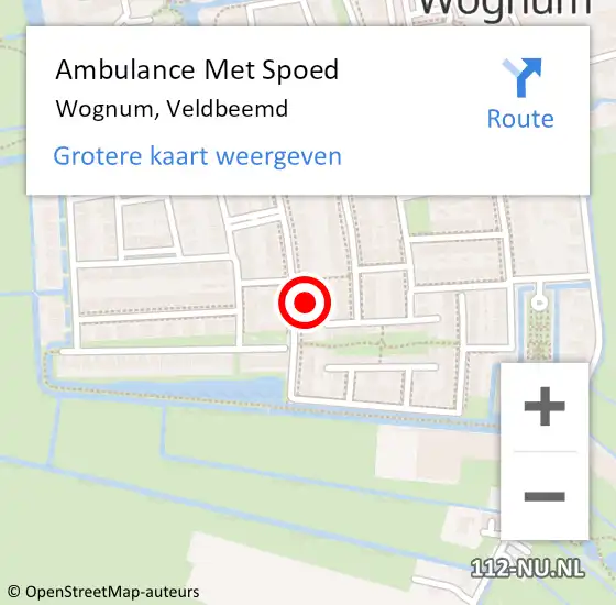 Locatie op kaart van de 112 melding: Ambulance Met Spoed Naar Wognum, Veldbeemd op 26 december 2022 09:28