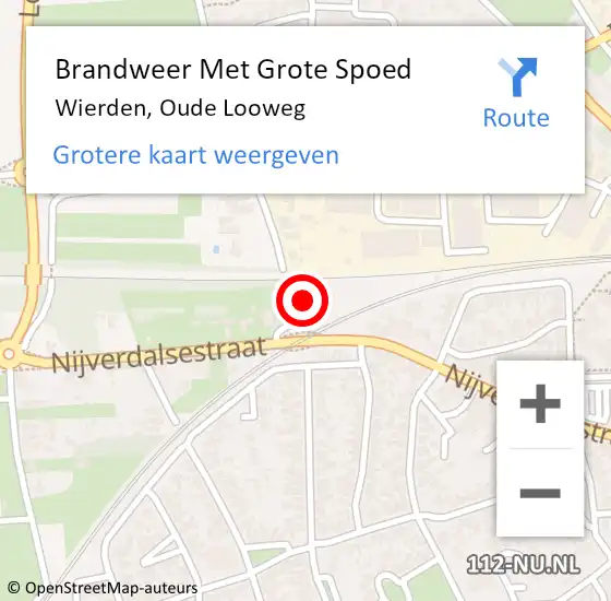 Locatie op kaart van de 112 melding: Brandweer Met Grote Spoed Naar Wierden, Oude Looweg op 26 december 2022 09:37