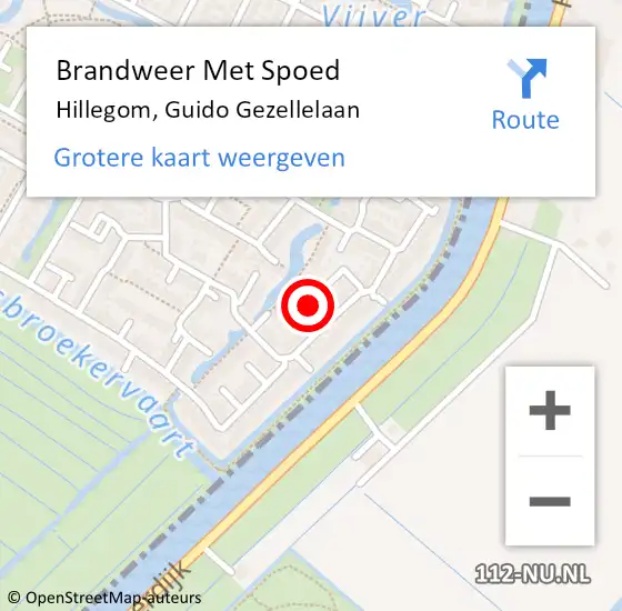 Locatie op kaart van de 112 melding: Brandweer Met Spoed Naar Hillegom, Guido Gezellelaan op 26 december 2022 10:28