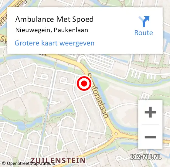 Locatie op kaart van de 112 melding: Ambulance Met Spoed Naar Nieuwegein, Paukenlaan op 11 oktober 2013 05:22