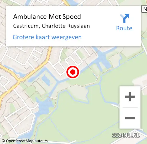 Locatie op kaart van de 112 melding: Ambulance Met Spoed Naar Castricum, Charlotte Ruyslaan op 26 december 2022 10:49