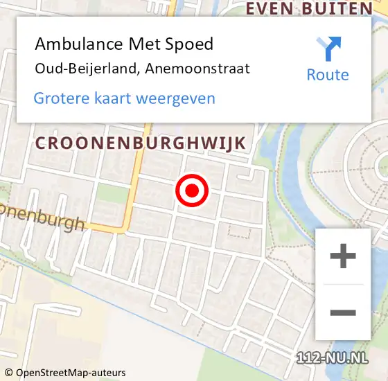 Locatie op kaart van de 112 melding: Ambulance Met Spoed Naar Oud-Beijerland, Anemoonstraat op 26 december 2022 10:50