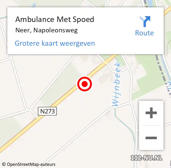 Locatie op kaart van de 112 melding: Ambulance Met Spoed Naar Neer, Napoleonsweg op 26 december 2022 10:50