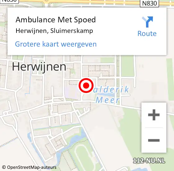 Locatie op kaart van de 112 melding: Ambulance Met Spoed Naar Herwijnen, Sluimerskamp op 26 december 2022 11:02