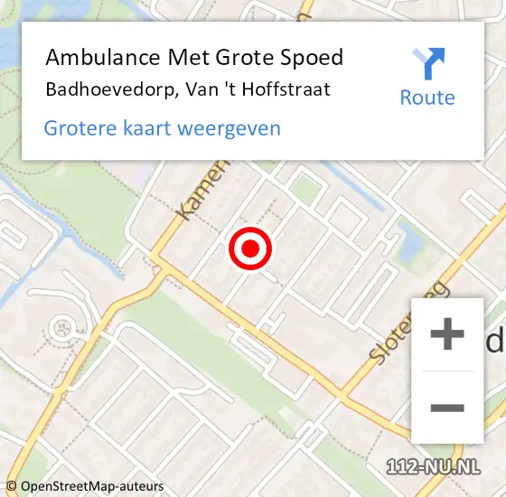 Locatie op kaart van de 112 melding: Ambulance Met Grote Spoed Naar Badhoevedorp, Van 't Hoffstraat op 26 december 2022 11:05