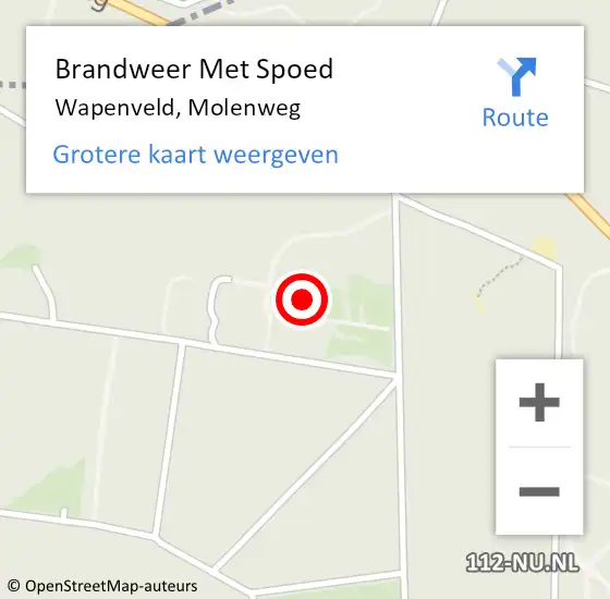 Locatie op kaart van de 112 melding: Brandweer Met Spoed Naar Wapenveld, Molenweg op 26 december 2022 11:08