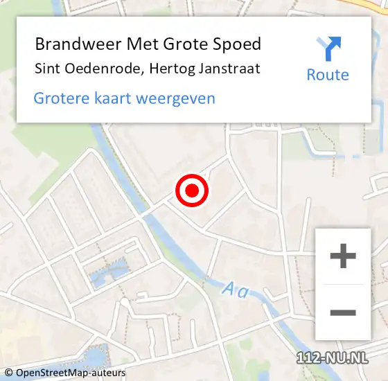 Locatie op kaart van de 112 melding: Brandweer Met Grote Spoed Naar Sint Oedenrode, Hertog Janstraat op 26 december 2022 11:09