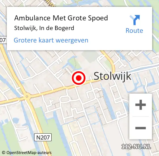Locatie op kaart van de 112 melding: Ambulance Met Grote Spoed Naar Stolwijk, In de Bogerd op 26 december 2022 11:15