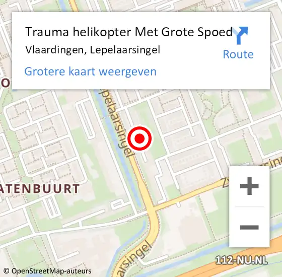 Locatie op kaart van de 112 melding: Trauma helikopter Met Grote Spoed Naar Vlaardingen, Lepelaarsingel op 26 december 2022 11:33