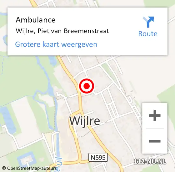 Locatie op kaart van de 112 melding: Ambulance Wijlre, Piet van Breemenstraat op 9 augustus 2014 20:26