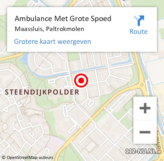 Locatie op kaart van de 112 melding: Ambulance Met Grote Spoed Naar Maassluis, Paltrokmolen op 26 december 2022 11:44