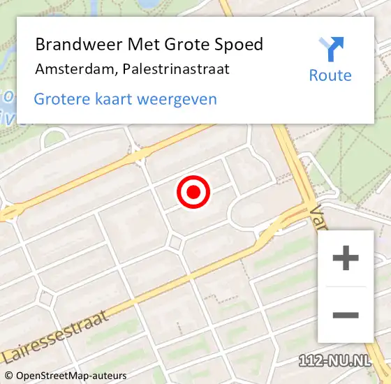 Locatie op kaart van de 112 melding: Brandweer Met Grote Spoed Naar Amsterdam, Palestrinastraat op 26 december 2022 11:48
