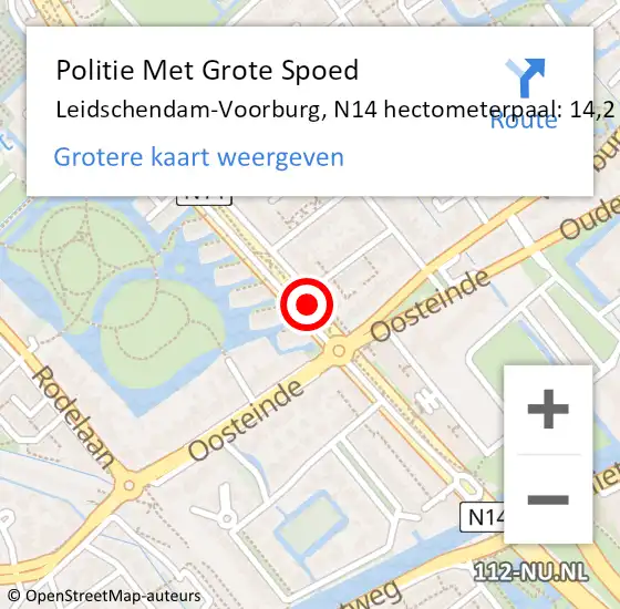 Locatie op kaart van de 112 melding: Politie Met Grote Spoed Naar Leidschendam-Voorburg, N14 hectometerpaal: 14,2 op 26 december 2022 11:57