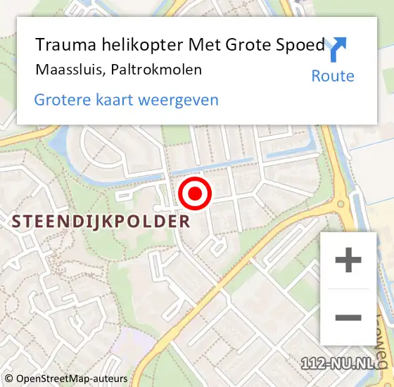 Locatie op kaart van de 112 melding: Trauma helikopter Met Grote Spoed Naar Maassluis, Paltrokmolen op 26 december 2022 12:07