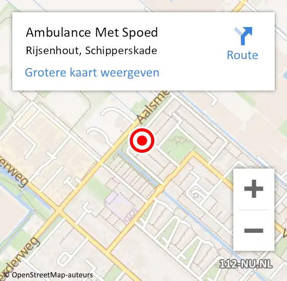 Locatie op kaart van de 112 melding: Ambulance Met Spoed Naar Rijsenhout, Schipperskade op 26 december 2022 12:10