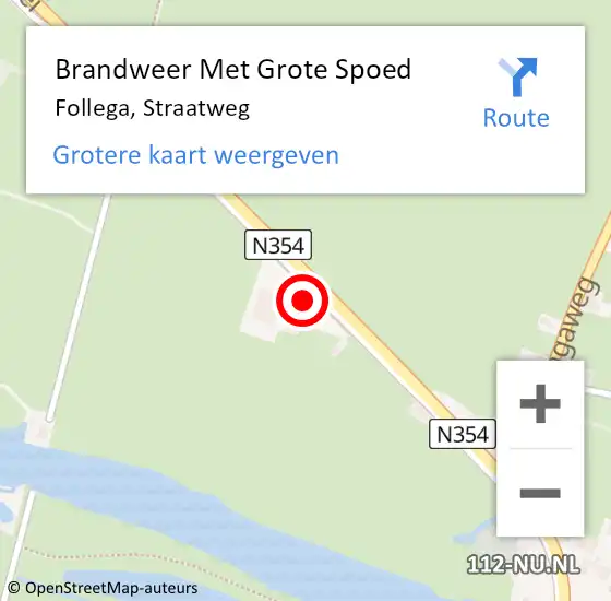 Locatie op kaart van de 112 melding: Brandweer Met Grote Spoed Naar Follega, Straatweg op 26 december 2022 12:25