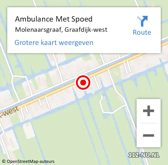 Locatie op kaart van de 112 melding: Ambulance Met Spoed Naar Molenaarsgraaf, Graafdijk-west op 26 december 2022 12:26