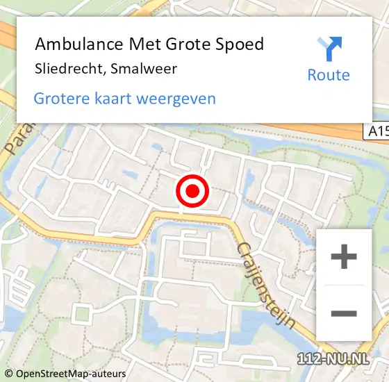 Locatie op kaart van de 112 melding: Ambulance Met Grote Spoed Naar Sliedrecht, Smalweer op 26 december 2022 12:30