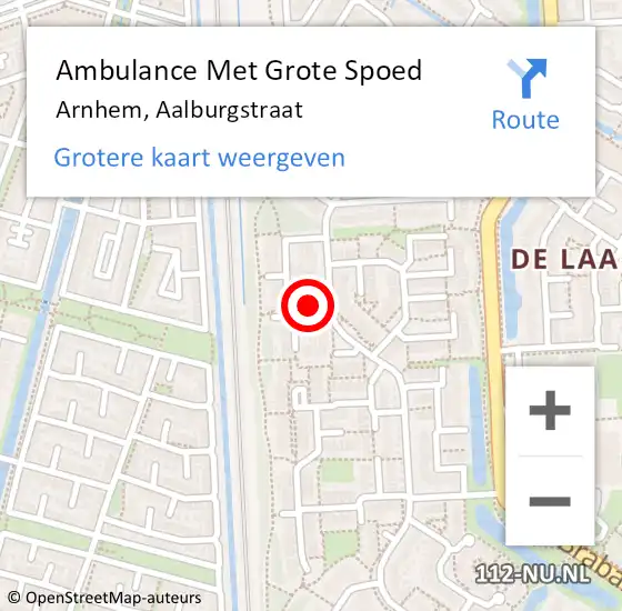 Locatie op kaart van de 112 melding: Ambulance Met Grote Spoed Naar Arnhem, Aalburgstraat op 26 december 2022 12:31