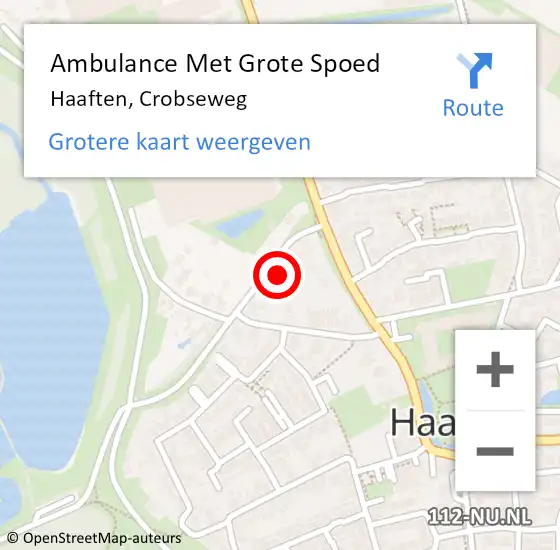 Locatie op kaart van de 112 melding: Ambulance Met Grote Spoed Naar Haaften, Crobseweg op 26 december 2022 12:40
