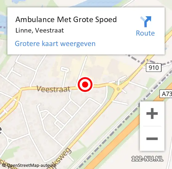 Locatie op kaart van de 112 melding: Ambulance Met Grote Spoed Naar Linne, Veestraat op 26 december 2022 12:40