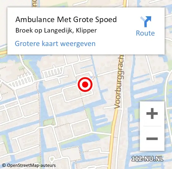 Locatie op kaart van de 112 melding: Ambulance Met Grote Spoed Naar Broek op Langedijk, Klipper op 26 december 2022 12:49