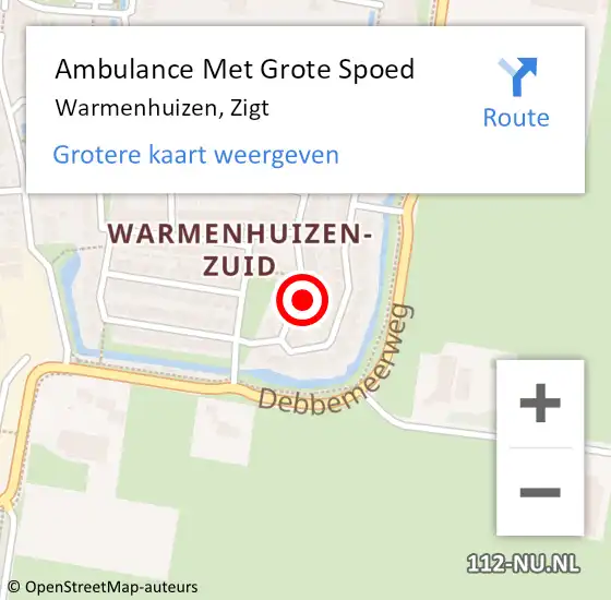 Locatie op kaart van de 112 melding: Ambulance Met Grote Spoed Naar Warmenhuizen, Zigt op 26 december 2022 12:59