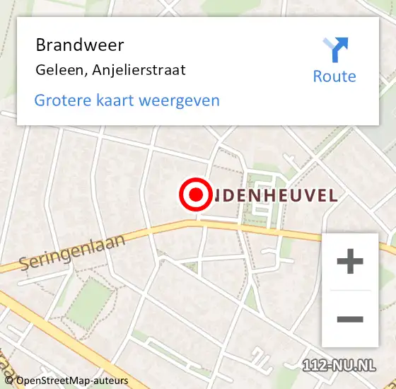 Locatie op kaart van de 112 melding: Brandweer Geleen, Anjelierstraat op 9 augustus 2014 20:40