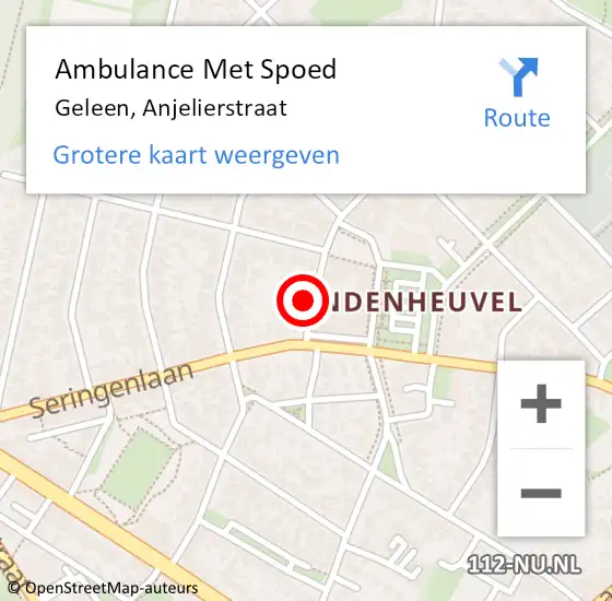 Locatie op kaart van de 112 melding: Ambulance Met Spoed Naar Geleen, Anjelierstraat op 9 augustus 2014 20:40