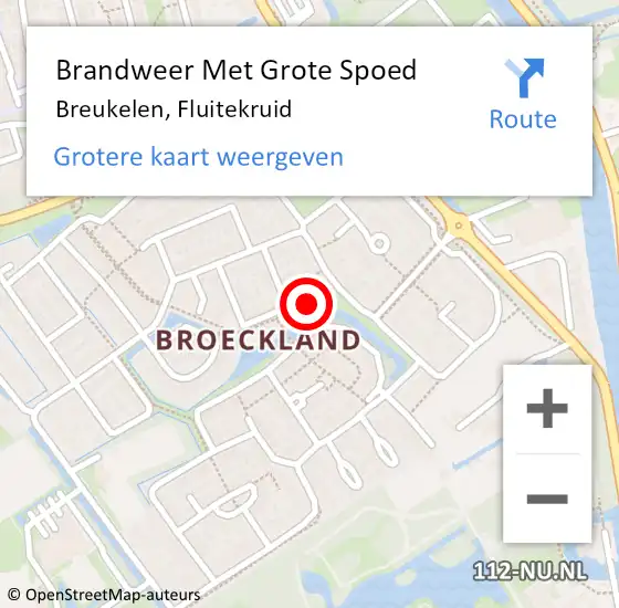 Locatie op kaart van de 112 melding: Brandweer Met Grote Spoed Naar Breukelen, Fluitekruid op 26 december 2022 14:03