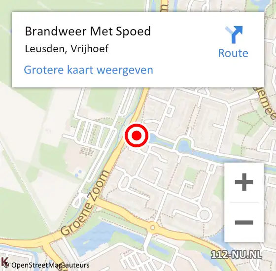 Locatie op kaart van de 112 melding: Brandweer Met Spoed Naar Leusden, Vrijhoef op 26 december 2022 14:03