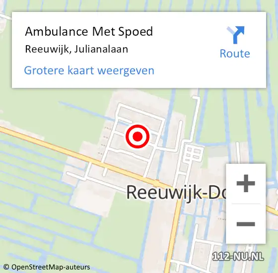 Locatie op kaart van de 112 melding: Ambulance Met Spoed Naar Reeuwijk, Julianalaan op 26 december 2022 14:21