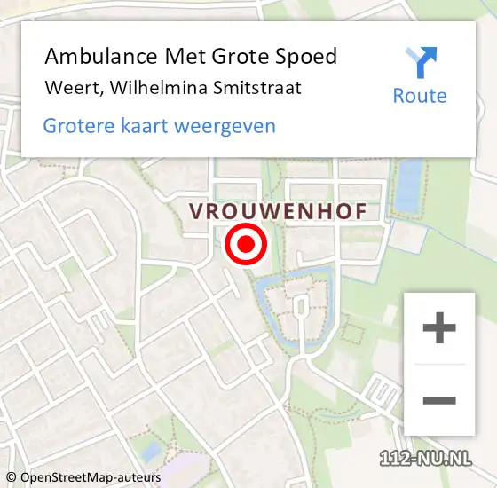 Locatie op kaart van de 112 melding: Ambulance Met Grote Spoed Naar Weert, Wilhelmina Smitstraat op 26 december 2022 14:27