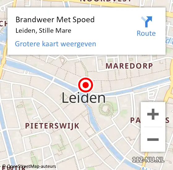 Locatie op kaart van de 112 melding: Brandweer Met Spoed Naar Leiden, Stille Mare op 26 december 2022 14:35