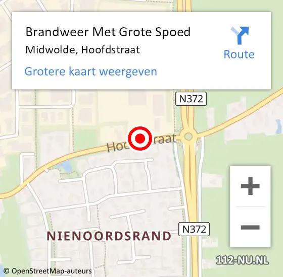 Locatie op kaart van de 112 melding: Brandweer Met Grote Spoed Naar Midwolde, Hoofdstraat op 26 december 2022 14:36