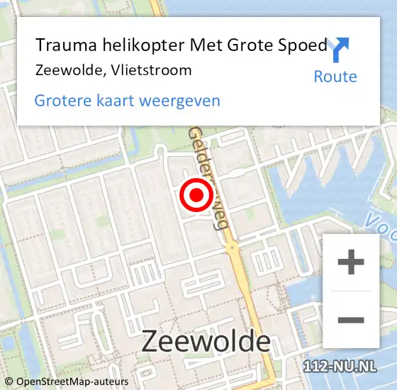 Locatie op kaart van de 112 melding: Trauma helikopter Met Grote Spoed Naar Zeewolde, Vlietstroom op 26 december 2022 14:58