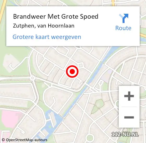 Locatie op kaart van de 112 melding: Brandweer Met Grote Spoed Naar Zutphen, van Hoornlaan op 26 december 2022 15:00