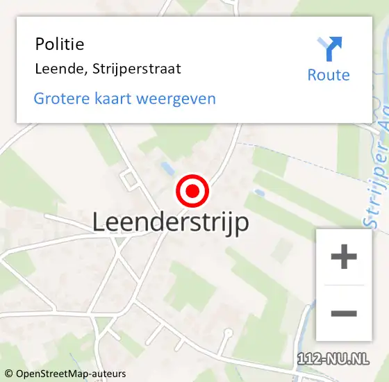 Locatie op kaart van de 112 melding: Politie Leende, Strijperstraat op 26 december 2022 15:22