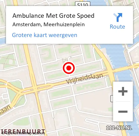 Locatie op kaart van de 112 melding: Ambulance Met Grote Spoed Naar Amsterdam, Meerhuizenplein op 26 december 2022 15:30